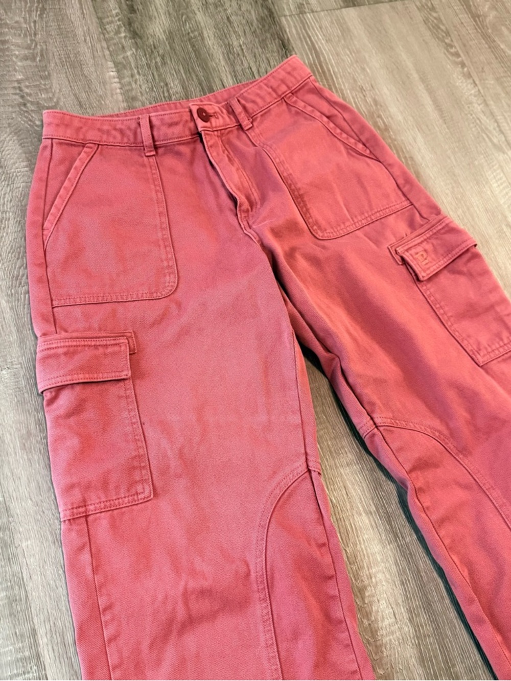 PINK Victoria's Secret Utility Cargo Pants Small Mauve Pink Wide Leg Cotton Y2K - Picture 2 of 6